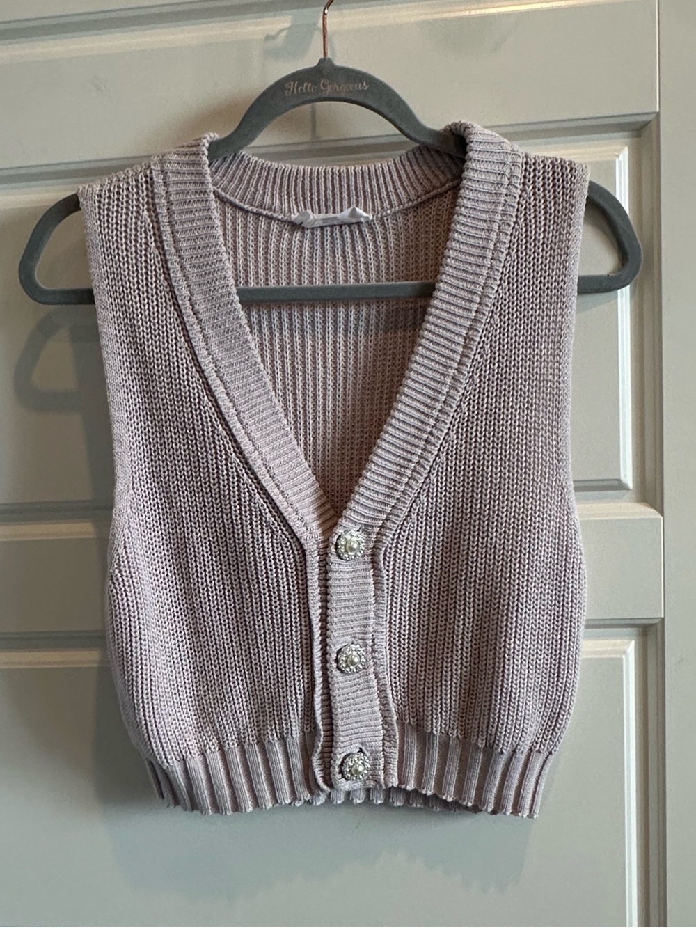 Double Zero Newly Found Love Button-Up Cropped Sweater Vest